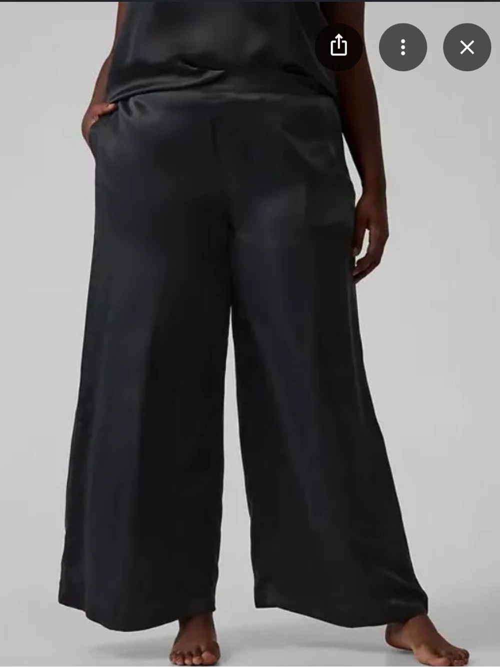 NWOT: Athleta Calm Cool Wide Leg Satin Sleep Pants in Black, Medium - Picture 2 of 4